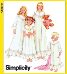 3586 GIRLS LONG SS-LS GRANNY NITEGOWN,,SLIPPERS PATTERN 7-16